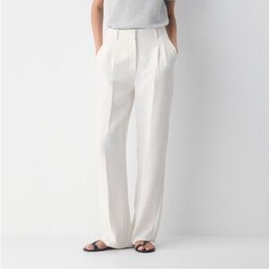 Aritzia Wilfred effortless Pants highwaisted wide leg white linen trousers